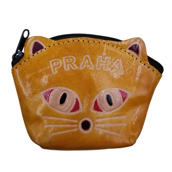 Cat Face Zip Top Novelty Coin Purse PRAHA / PRAGUE Czech Republic - Picture 2 of 4
